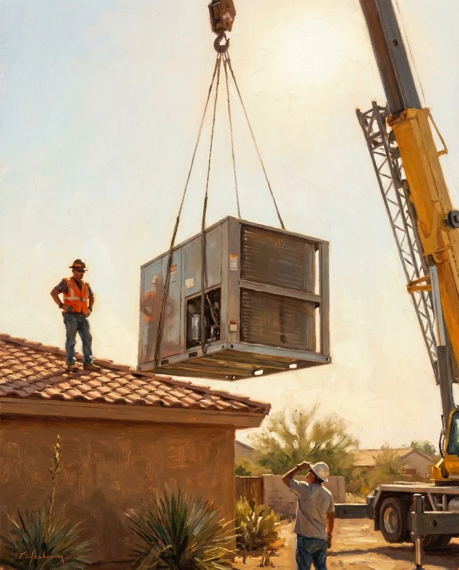 The old unit had kept them cool for years. Taking it down slow was the least it deserved.