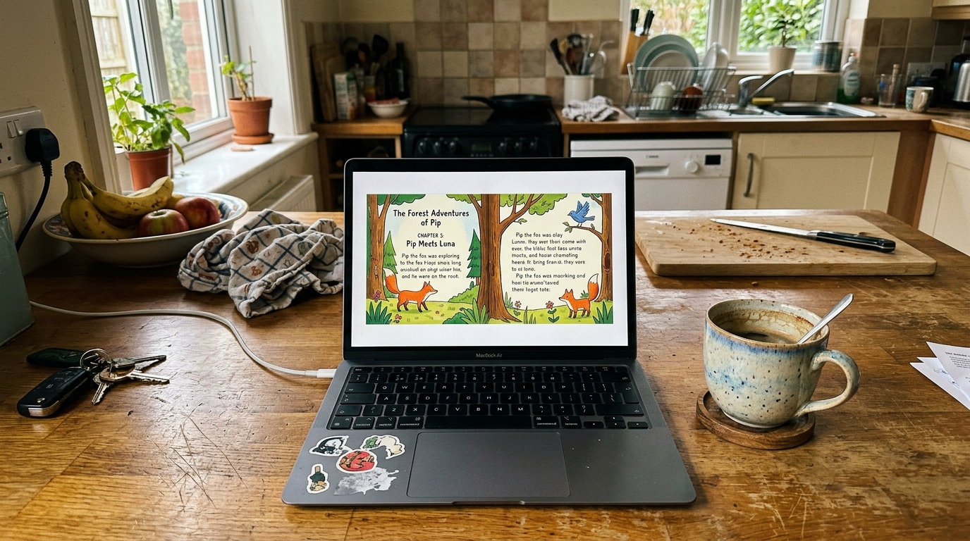 Came back to this after a coffee break. The chapter layout, illustrations, and cover were already built.